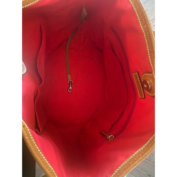 Dooney & Bourke Saffiano Leather Large Tote Bag Tan Cognac Shoulder Purse - Picture 5 of 8